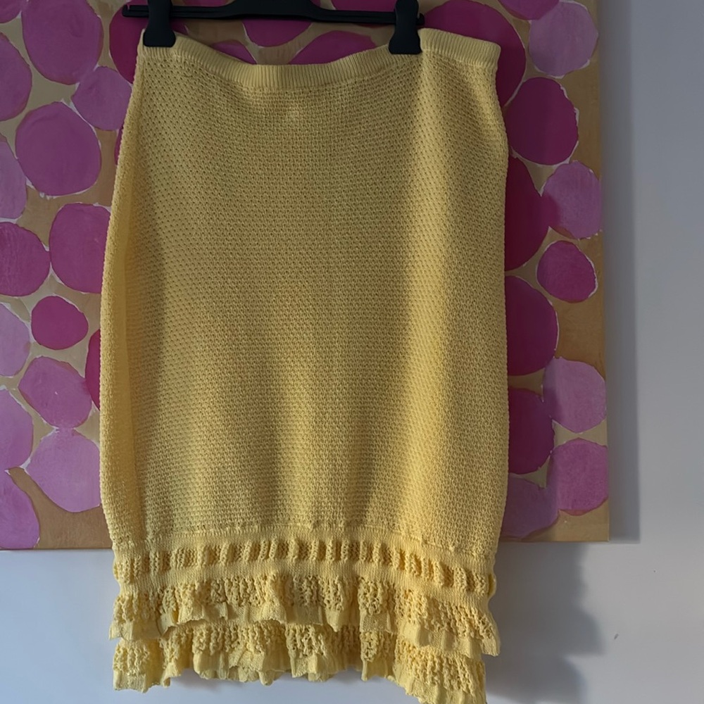💛 New Handmade skirt lemon yellow knitted midi